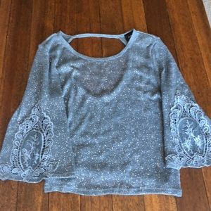 Daytrip Bell Sleeve Keyhole back Sweater